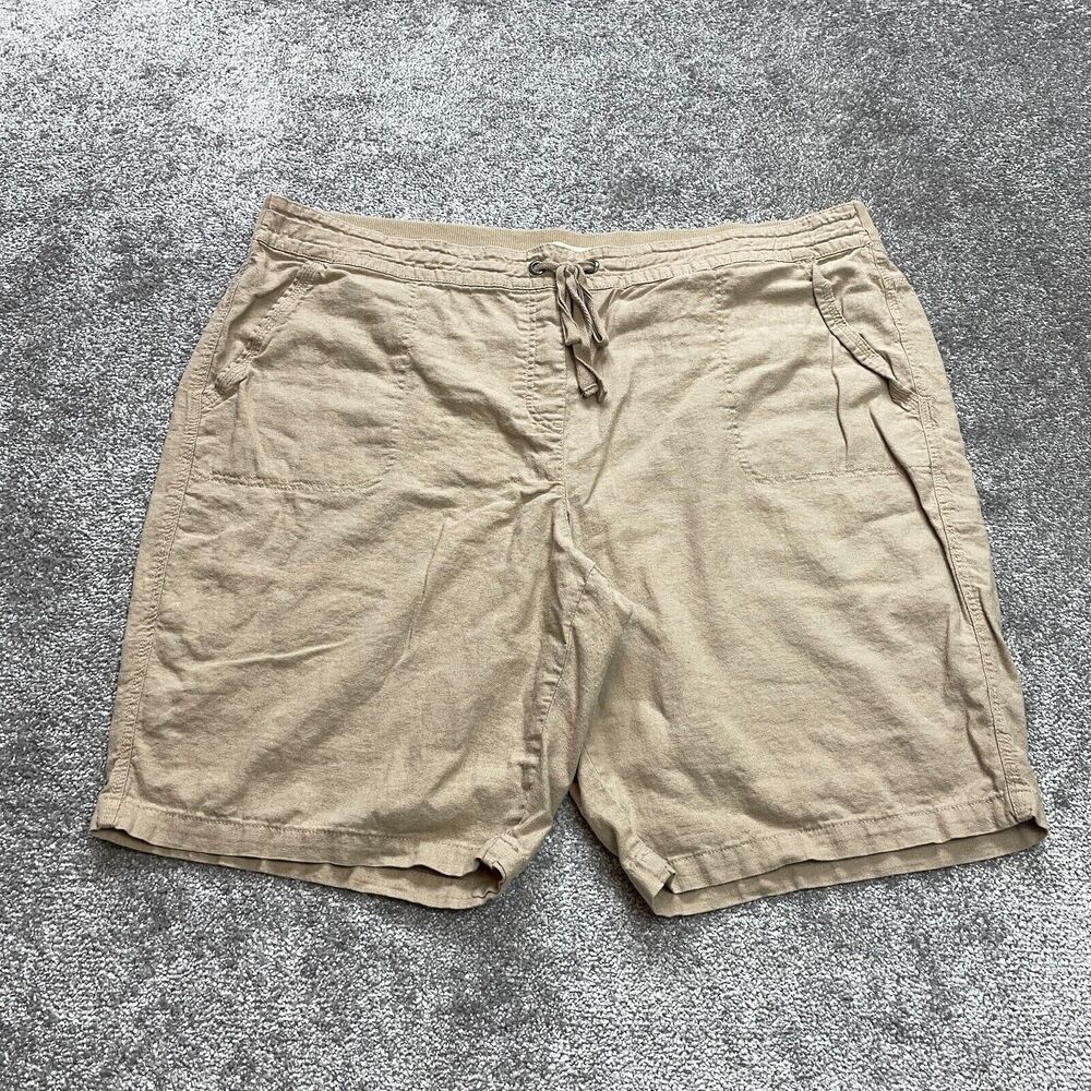 Per Se Sweatshorts Womens 3X Brown Elastic Waist Linen Soft Casual Stretch 10"